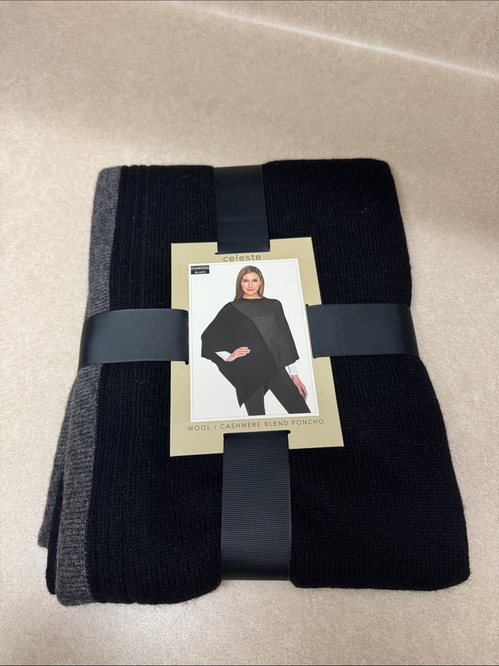 Celeste wool/cashmere blend poncho